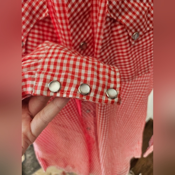 Vintage, HbarC california ranchwear, mens button up. Pearl snap buttons. 16-35. - Picture 5 of 7